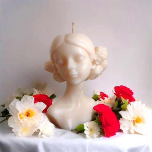 Flower lady candle with floral bun
