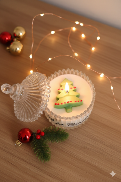 Christmas Candle in Crystal Jar