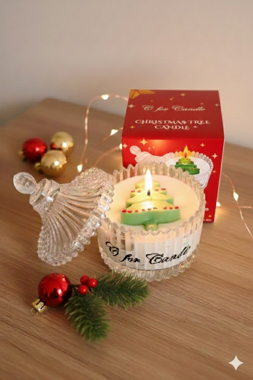 Christmas Candle in Crystal Jar