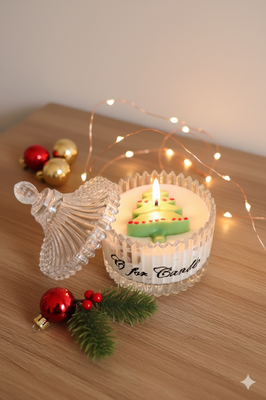 Christmas Candle in Crystal Jar