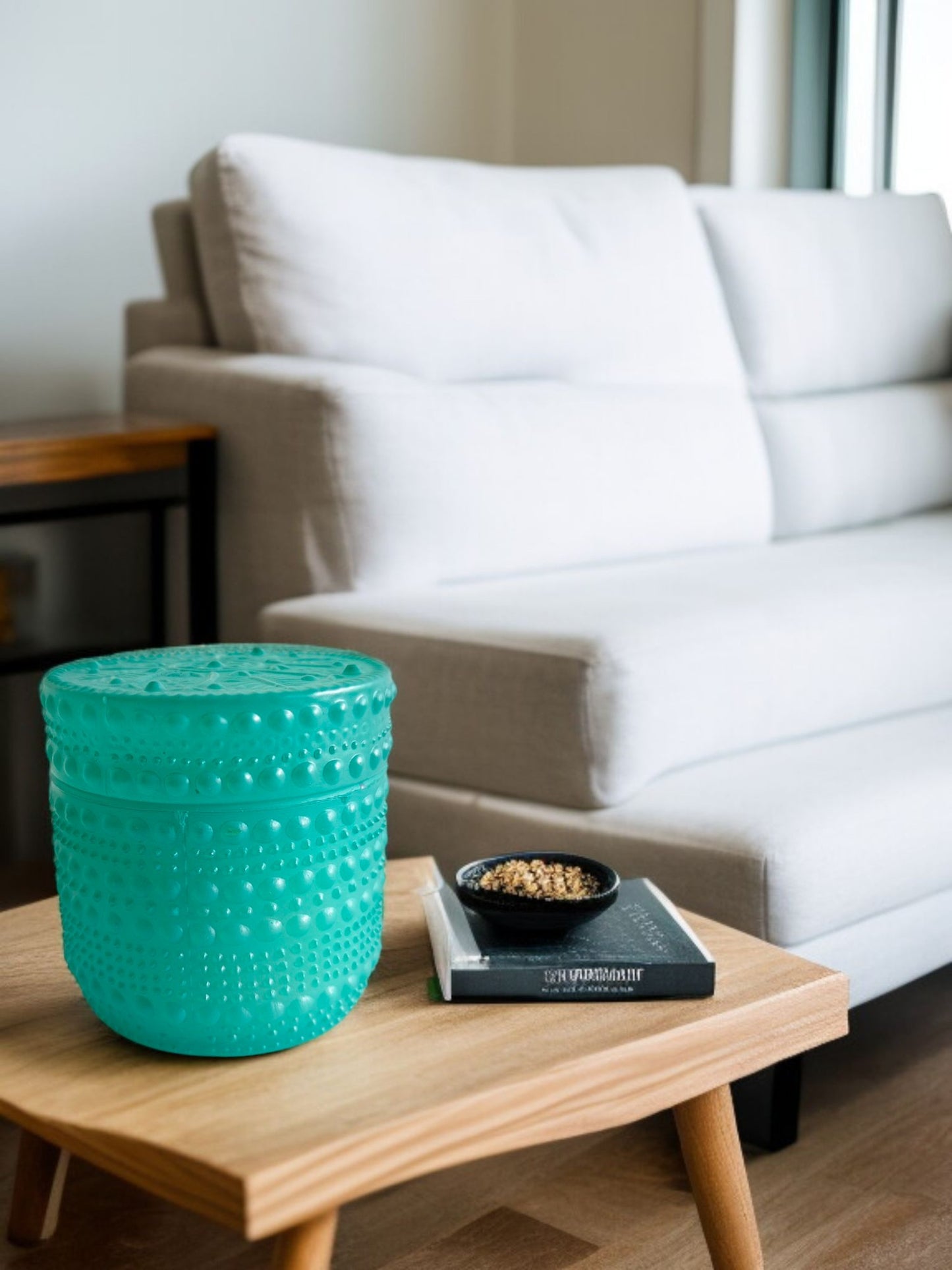 Blue Dotted Jar Candle